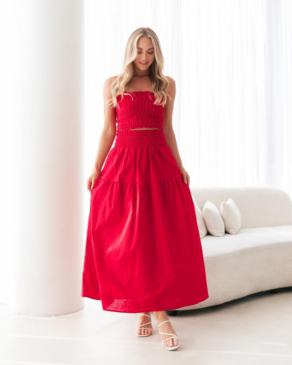 Long red skirt australia best sale