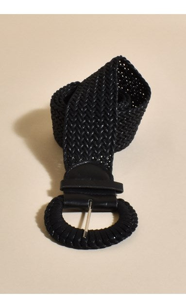 Black Plait Weave Byron Belt