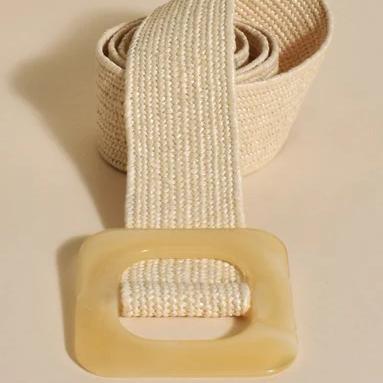 Cream Stretch Belt with Resin Buckle