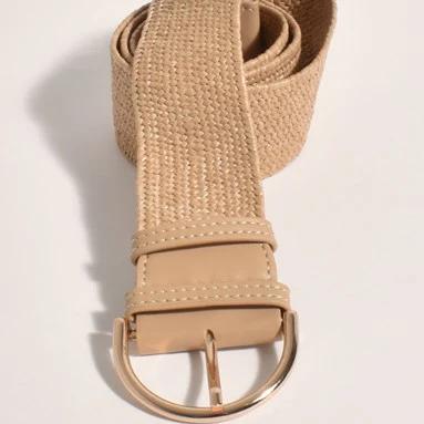 Natural Stretch Belt with Gold Buckle