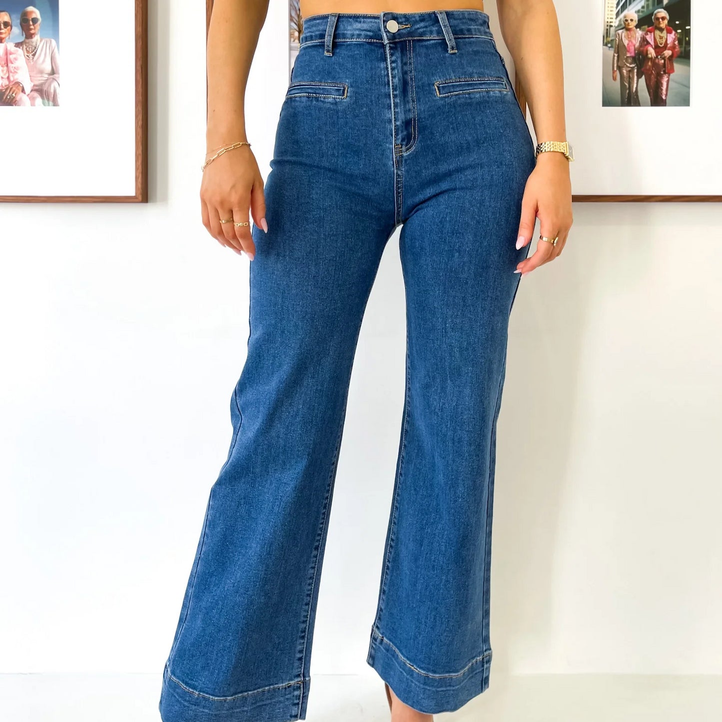 Stretch High Waist Wide Leg Jeans