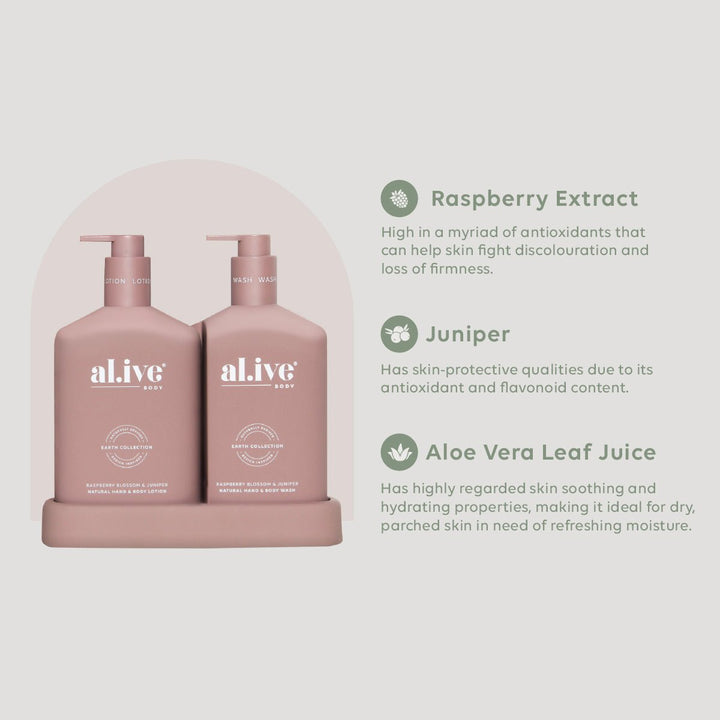 al.ive - Raspberry Blossom & Juniper Wash & Lotion Duo with Tray