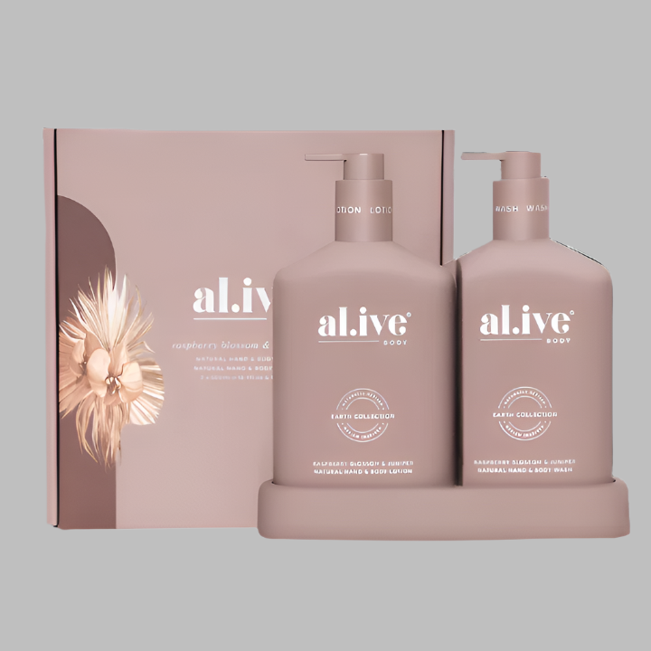 al.ive - Raspberry Blossom & Juniper Wash & Lotion Duo with Tray