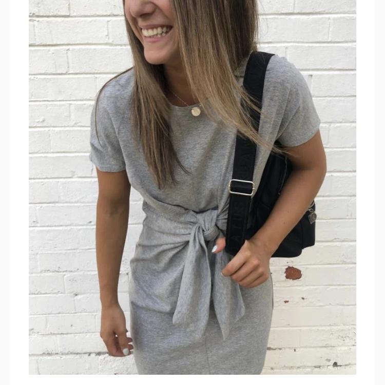 Most - Grey cotton tie up dress. - sammi